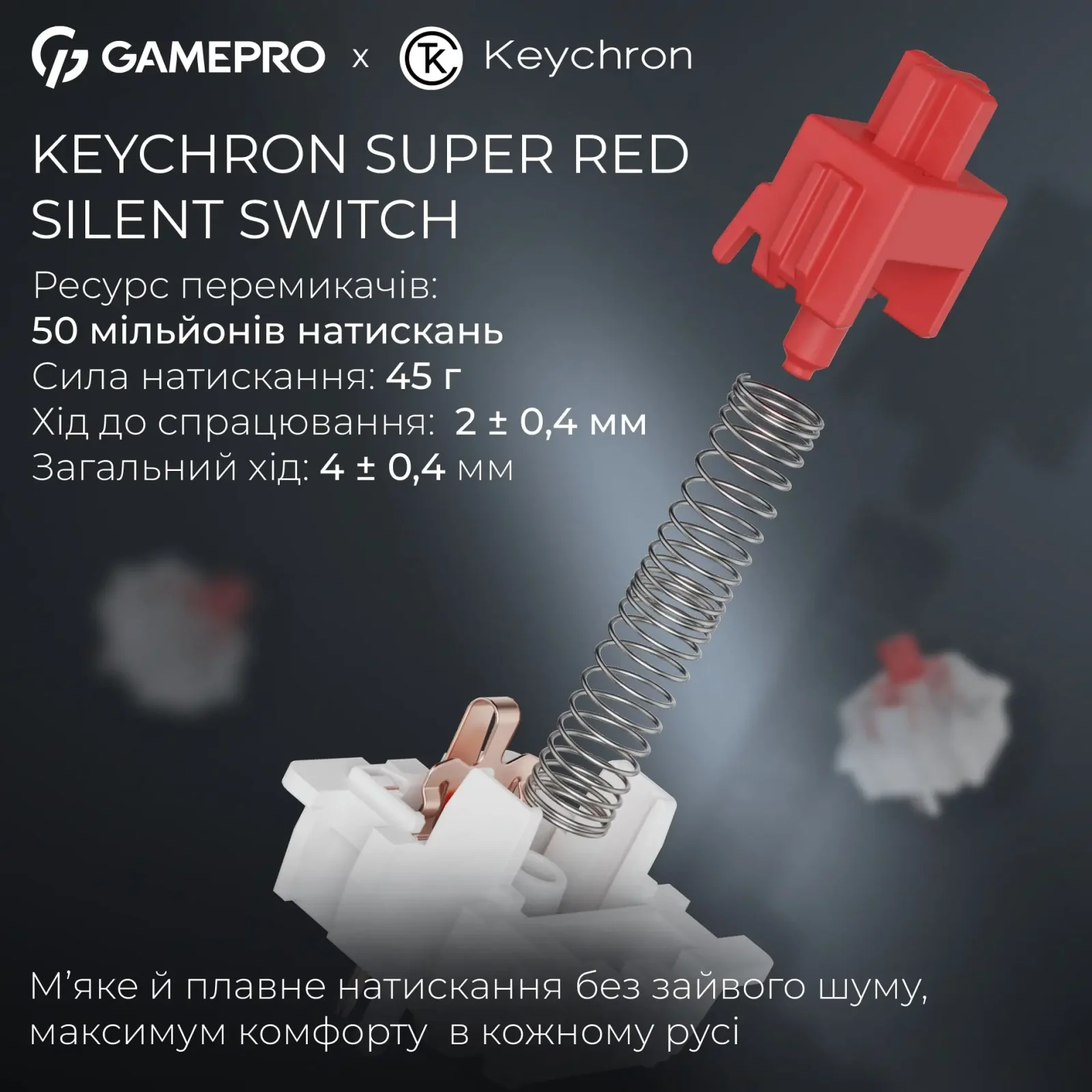 Клавиатура беспроводная GamePro Asgard Drakkar Keychron Super Red Switch Black (MK305BK) UA