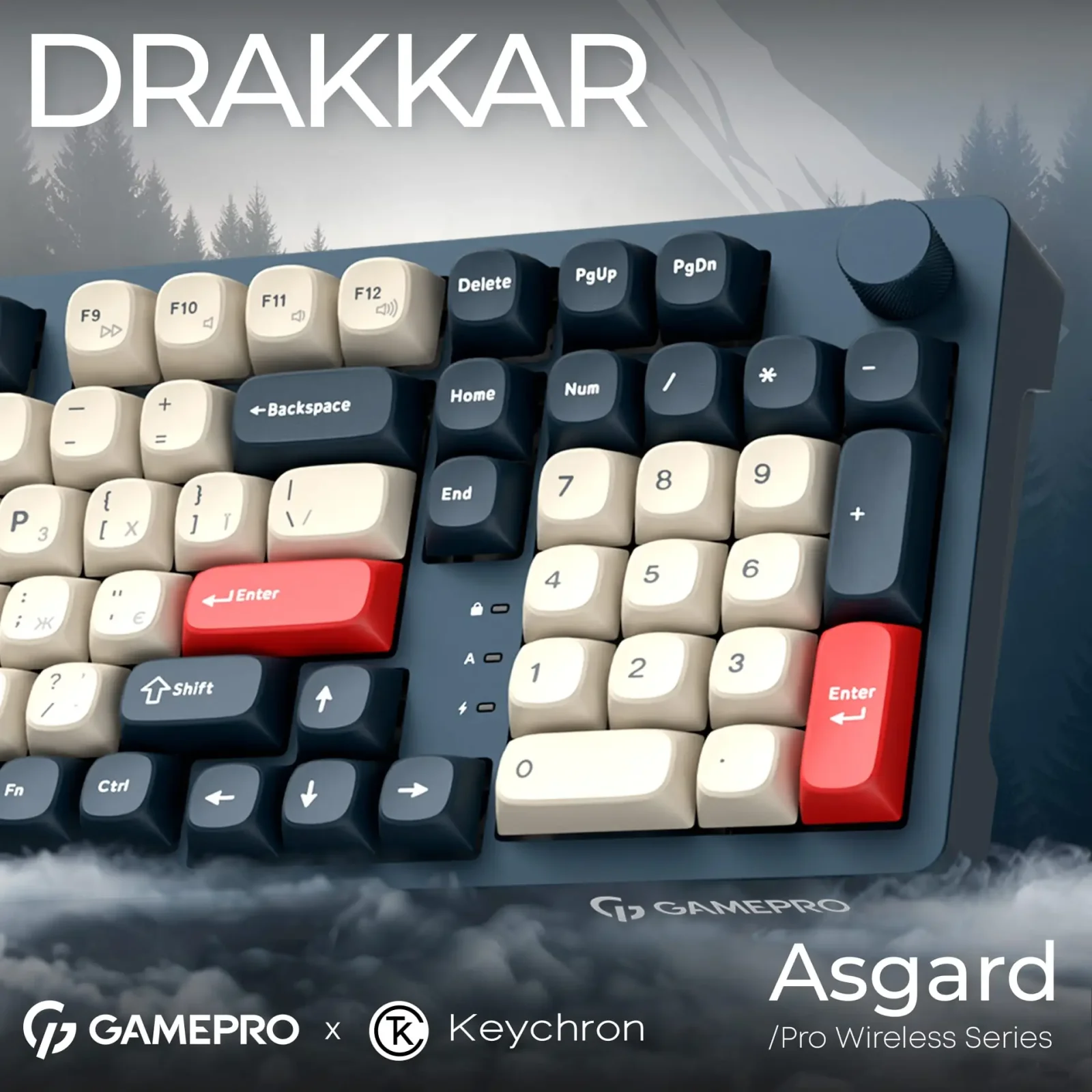 Клавиатура беспроводная GamePro Asgard Drakkar Keychron Super Red Switch Blue (MK305BL) UA