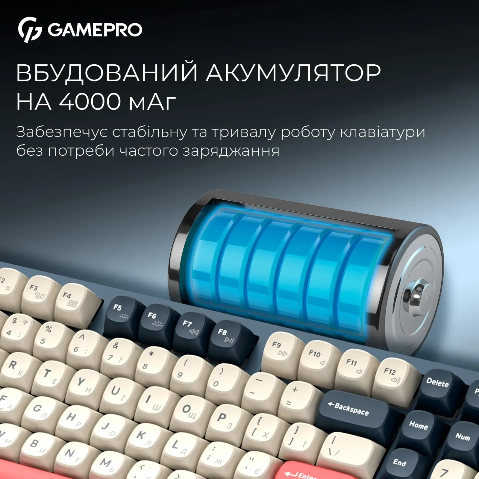 Клавиатура беспроводная GamePro Asgard Drakkar Keychron Super Red Switch Blue (MK305BL) UA