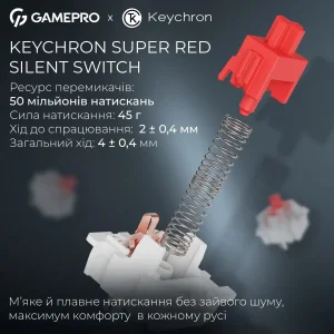 Клавіатура бездротова GamePro Asgard Drakkar Keychron Super Red Switch White (MK305WH) UA