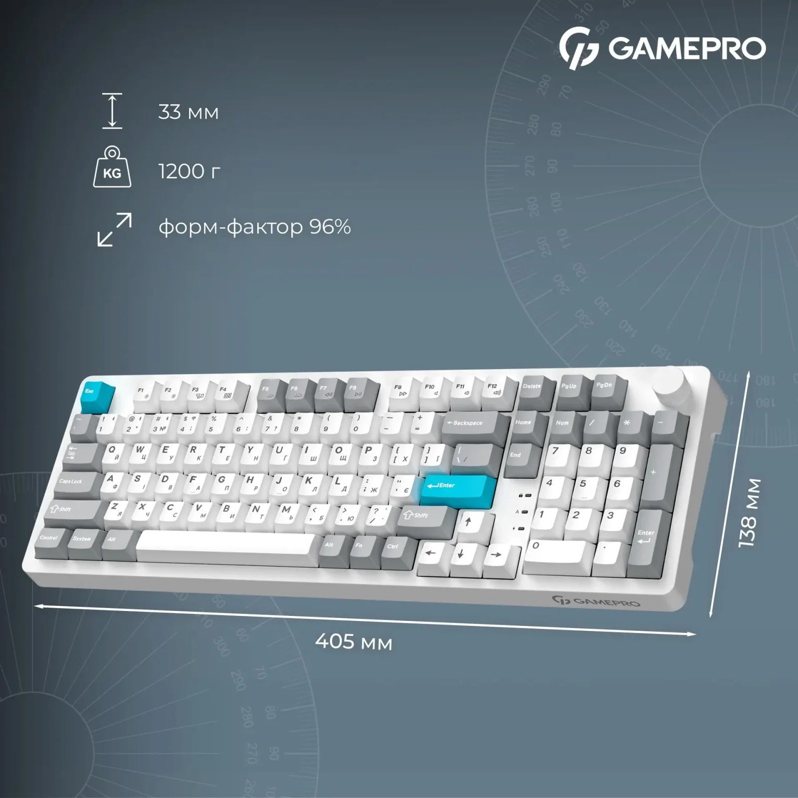 Клавіатура бездротова GamePro Asgard Drakkar Keychron Super Red Switch White (MK305WH) UA