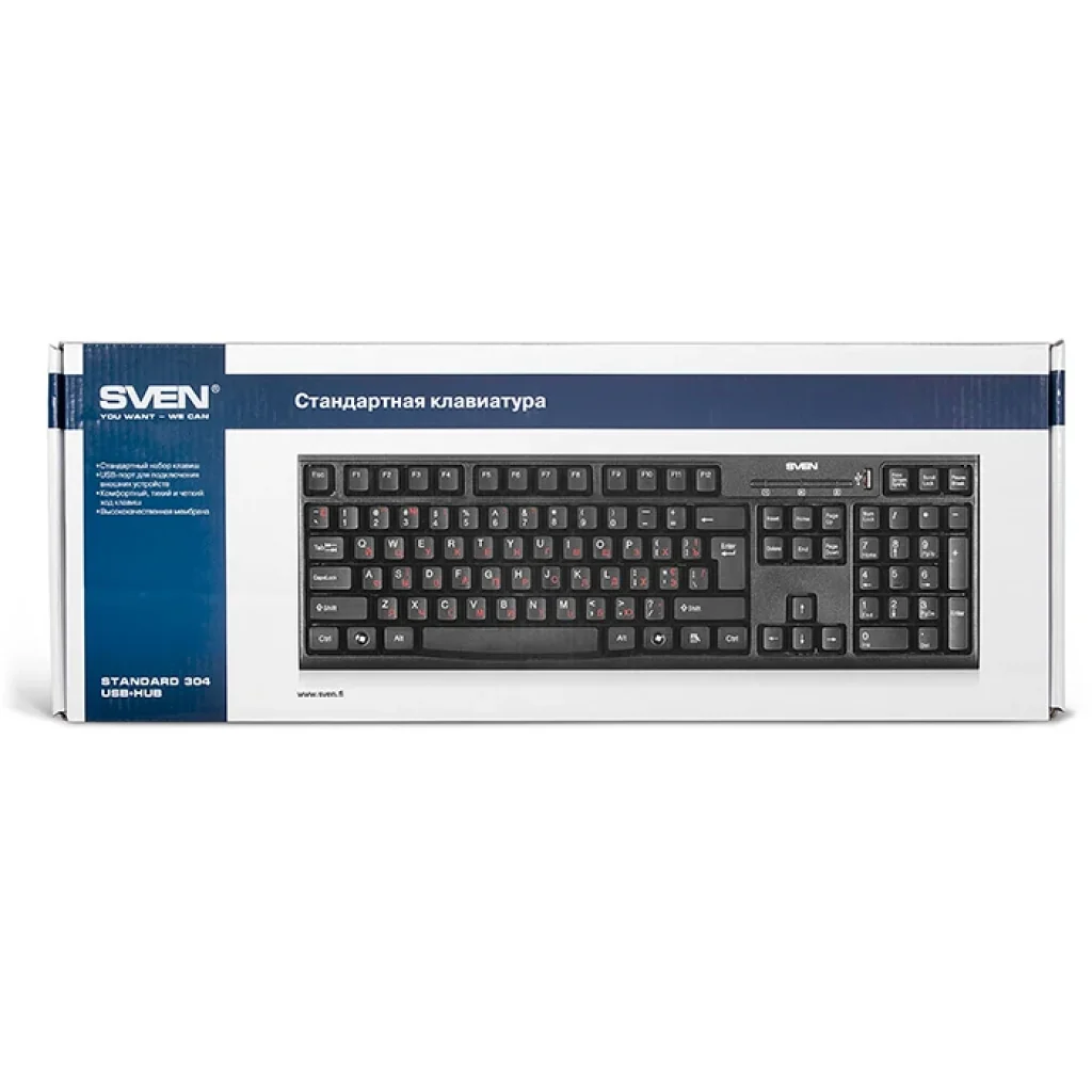 Клавіатура SVEN Standard 304 Black USB+HUB, 00600176 UA