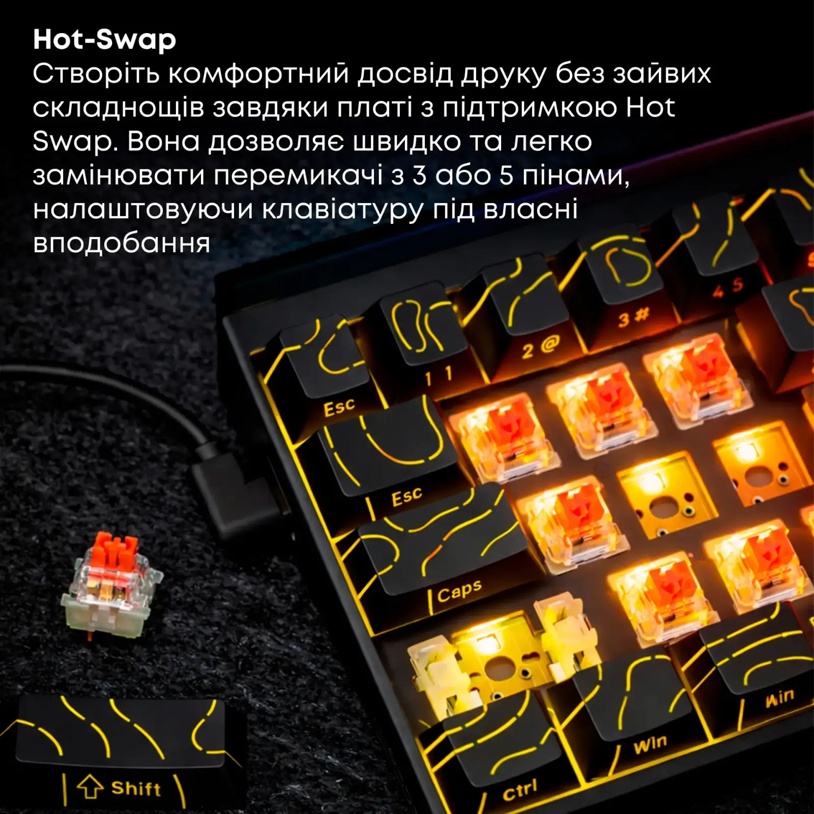 Клавіатура Ajazz NK68 Red Switch Black (NK68-R-S-B) UA