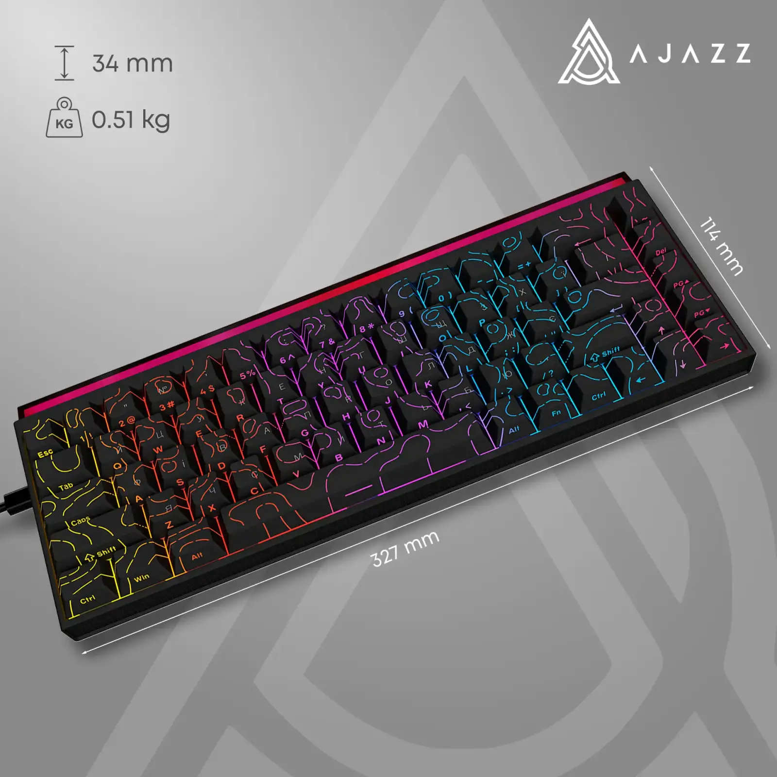 Клавіатура Ajazz NK68 Red Switch Black (NK68-R-S-B) UA