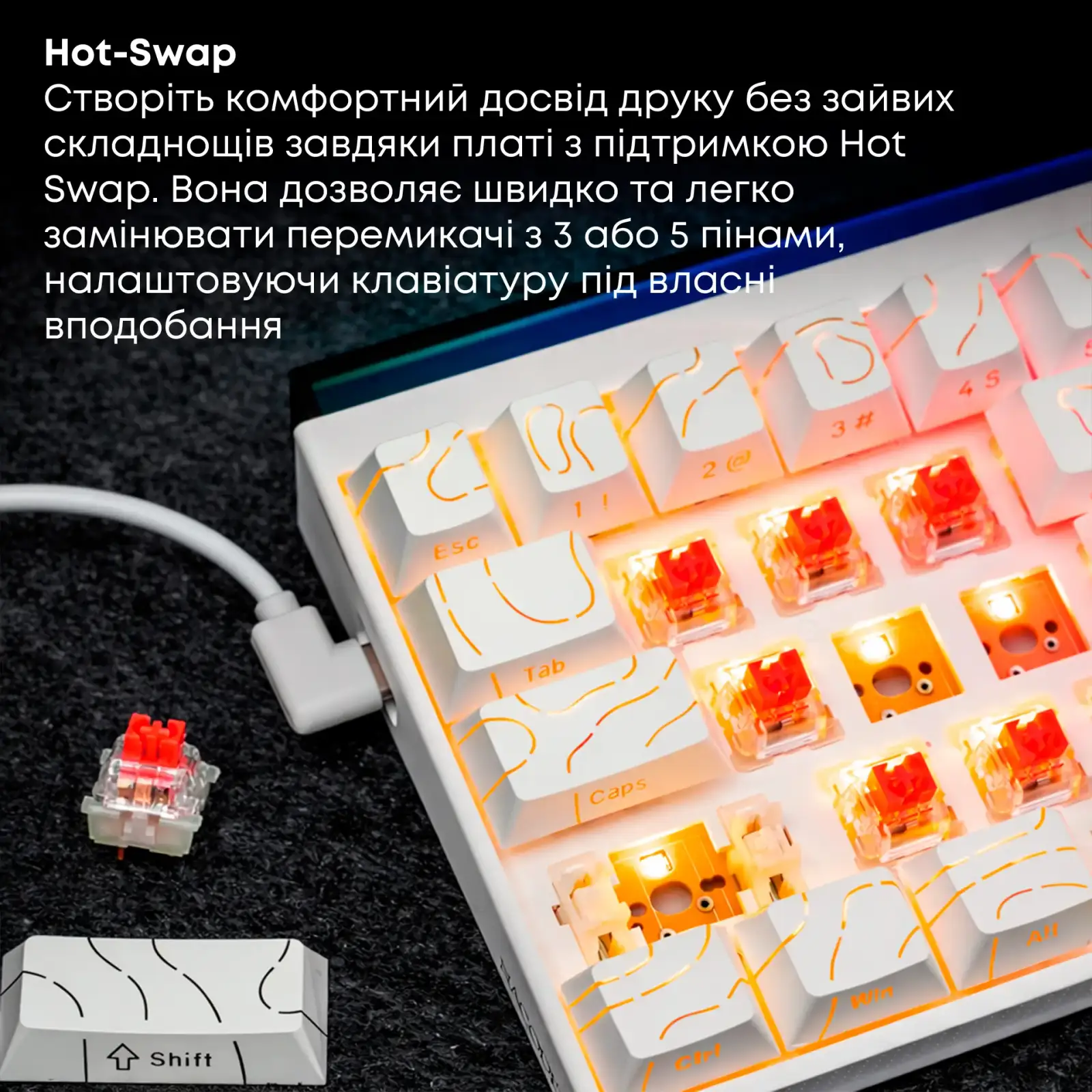 Клавіатура Ajazz NK68 Red Switch White NK68-R-S-W) UA