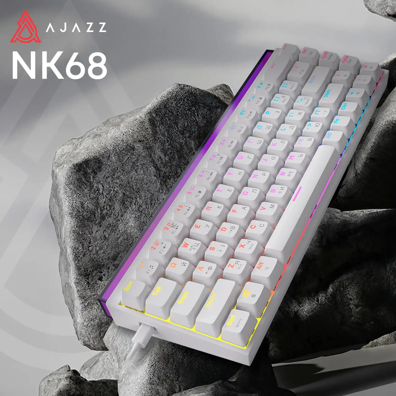 Клавіатура Ajazz NK68 Red Switch White (NK68-R-W) UA