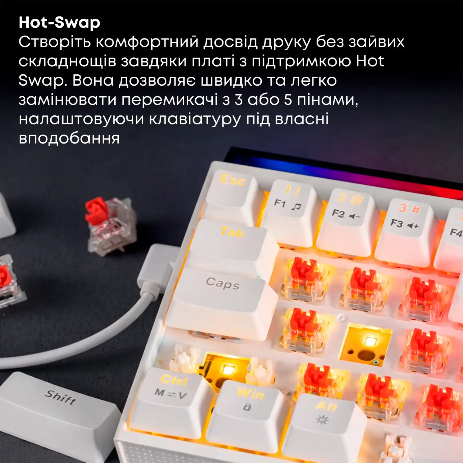 Клавіатура Ajazz NK68 Red Switch White (NK68-R-W) UA