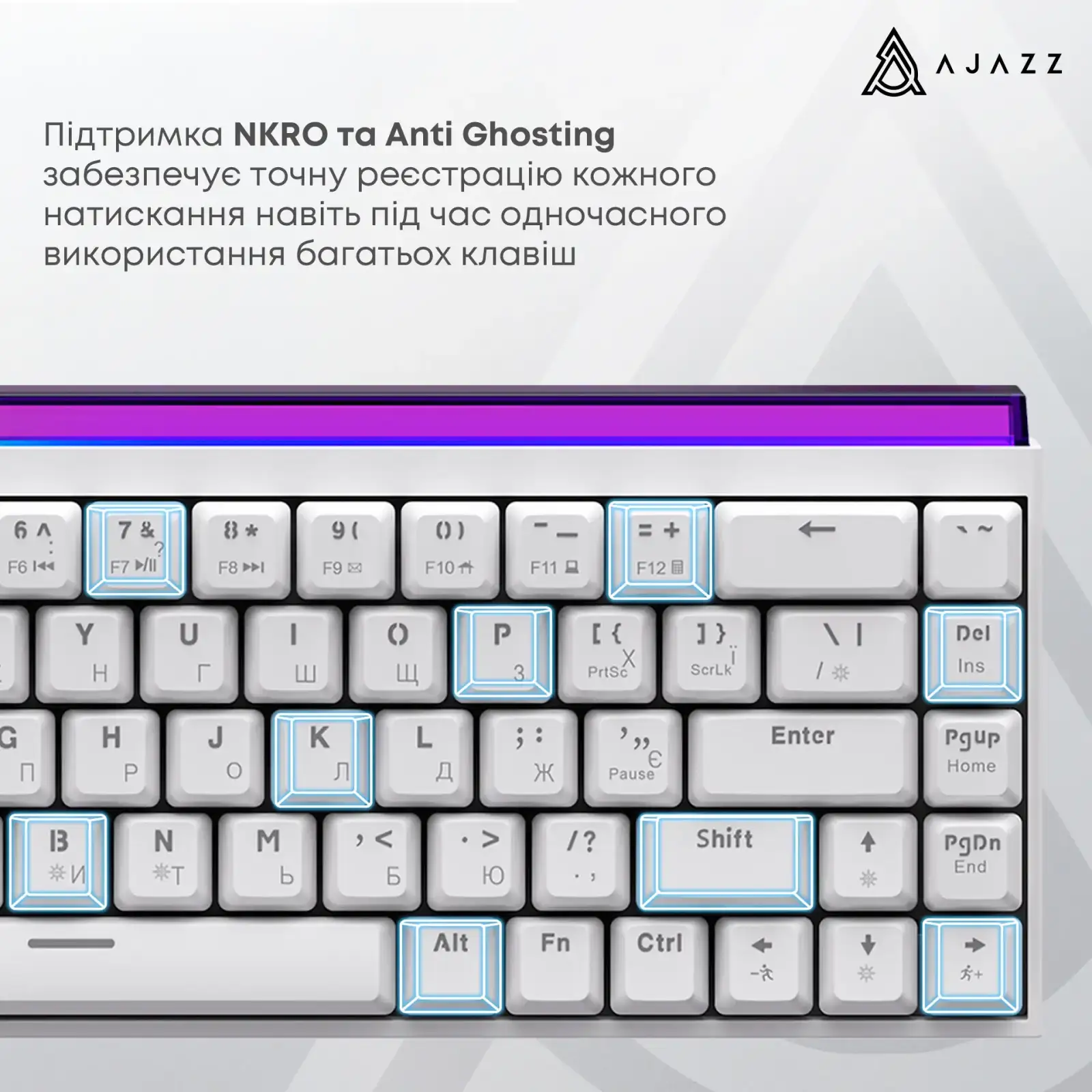 Клавіатура Ajazz NK68 Red Switch White (NK68-R-W) UA