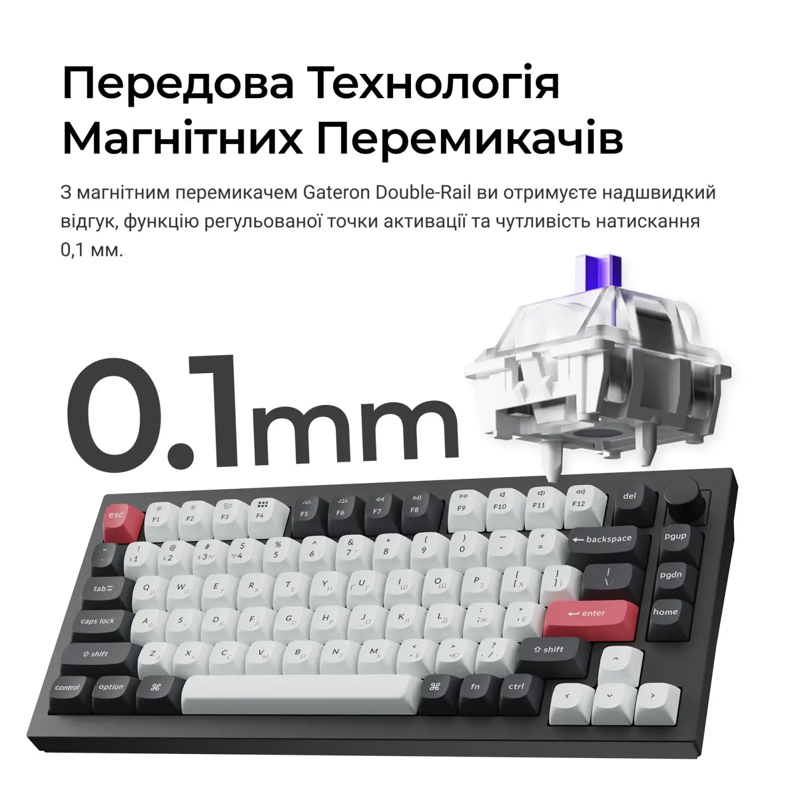 Клавиатура беспроводная Keychron Q1 HE Magnetic Switch Black RGB (Q1H-M1-UA) UA