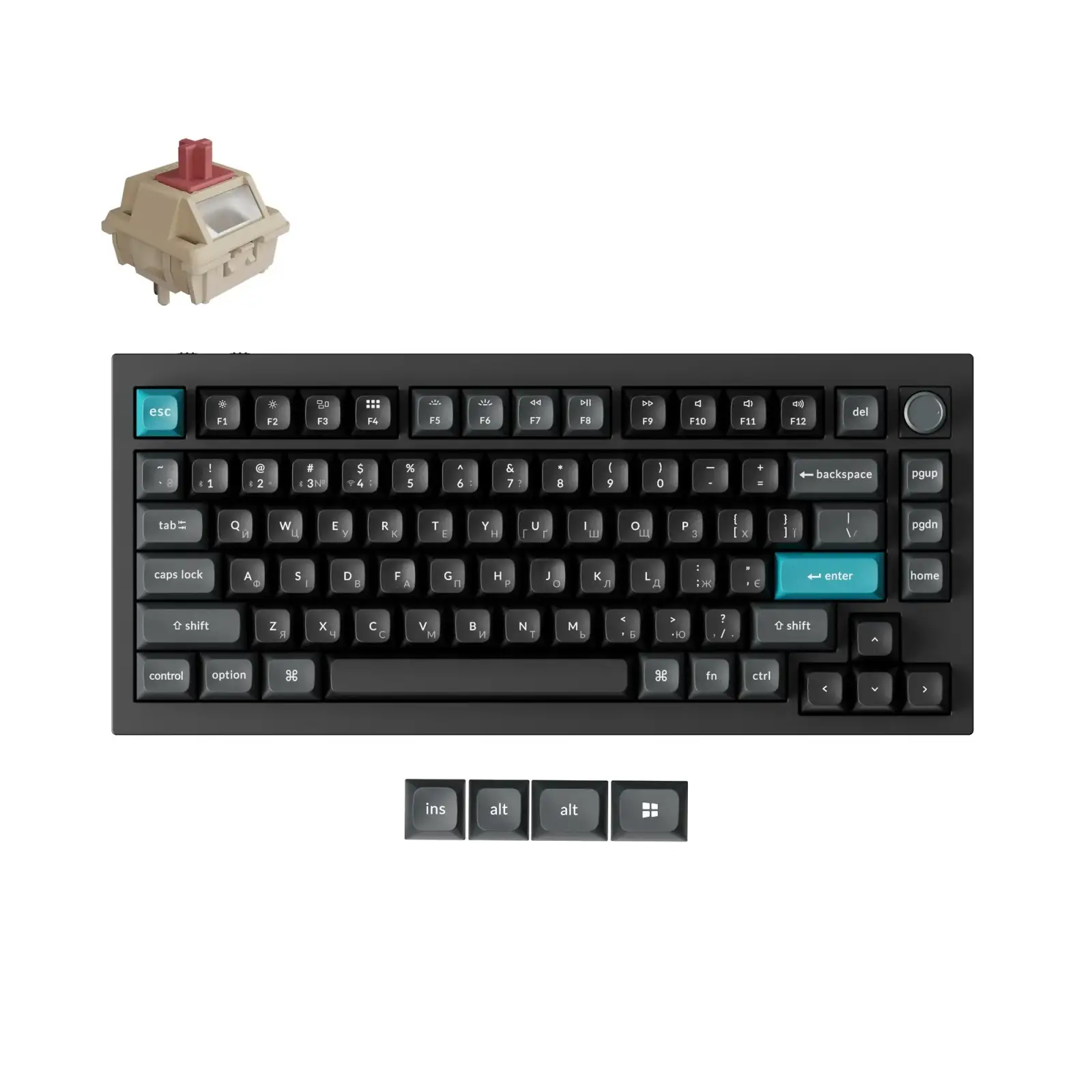 Клавиатура беспроводная Keychron Q1 Ultra Keychron Red Switch Black RGB (Q1U-M1-UA) UA