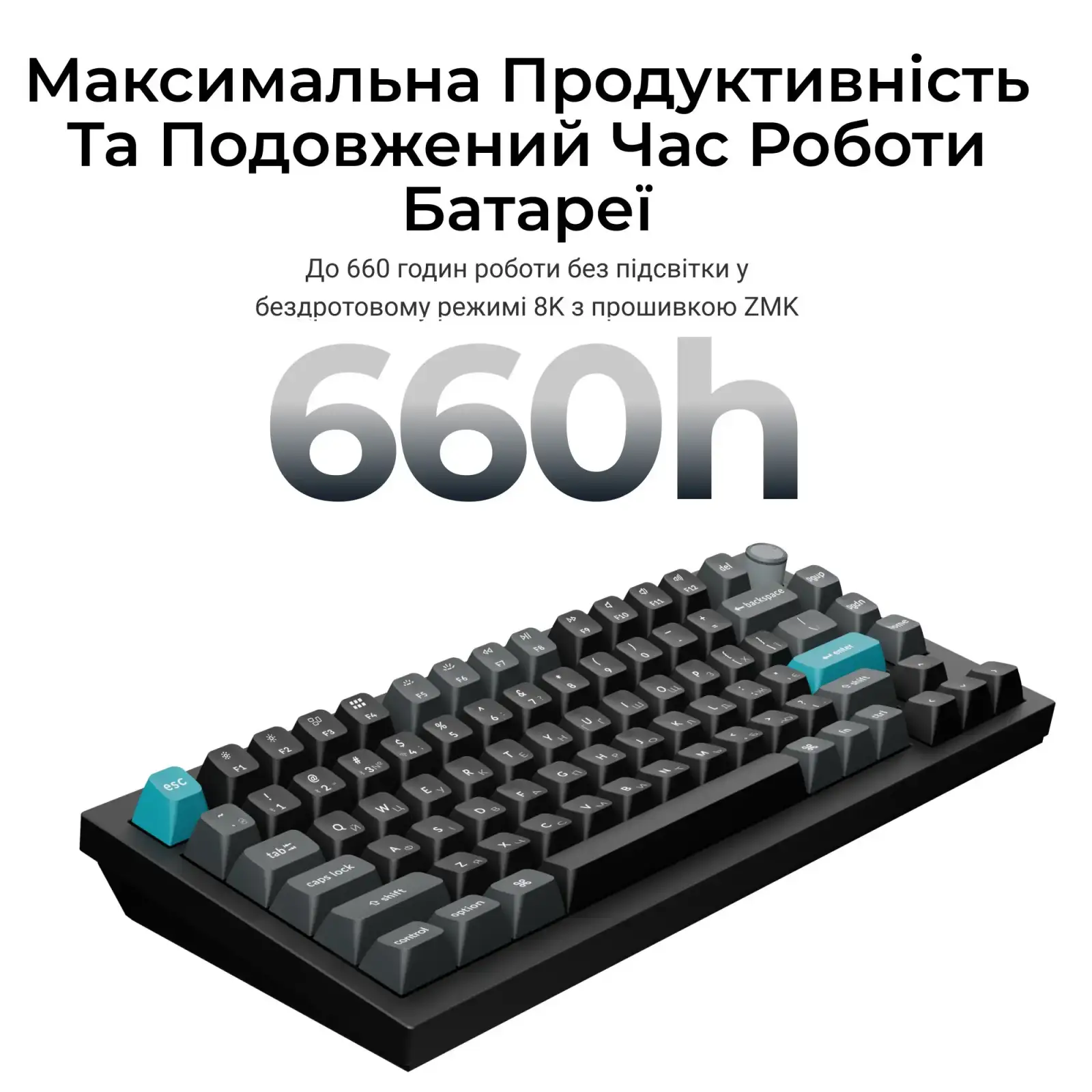 Клавиатура беспроводная Keychron Q1 Ultra Keychron Red Switch Black RGB (Q1U-M1-UA) UA