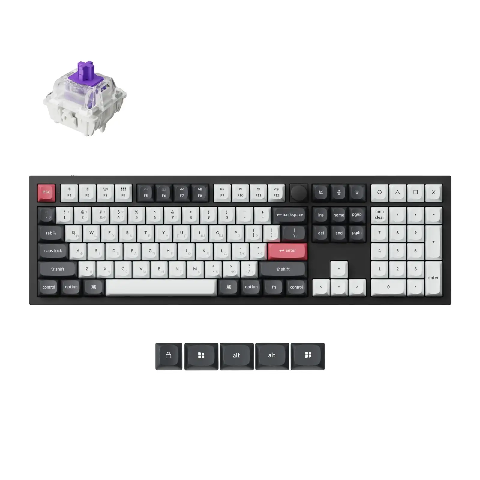 Клавіатура бездротова Keychron Q6 HE Magnetic Switch Black RGB (Q6H-M1-UA) UA