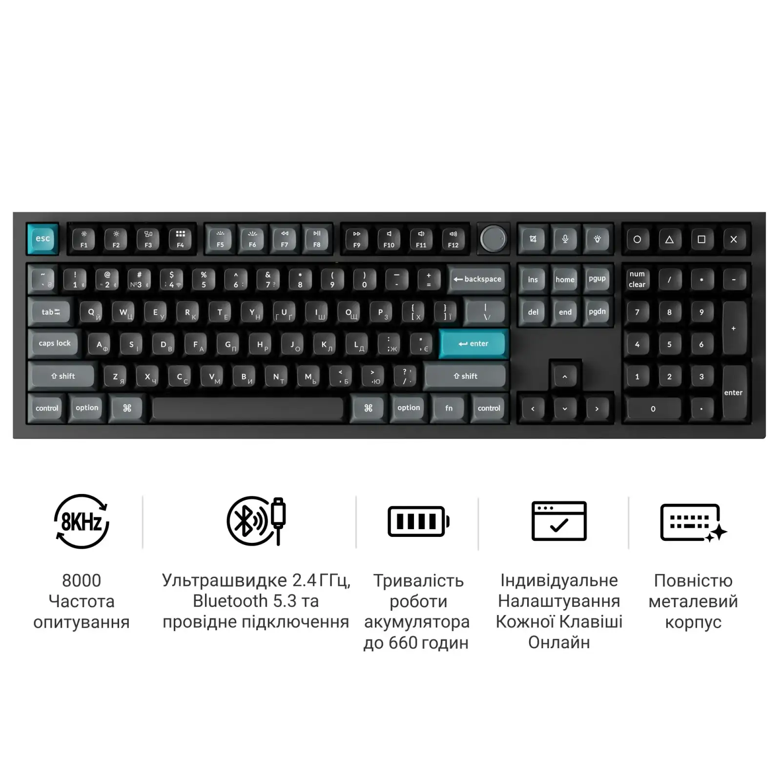 Клавиатура беспроводная Keychron Q6 Ultra Keychron Red Switch Black RGB (Q6U-M1-UA) UA