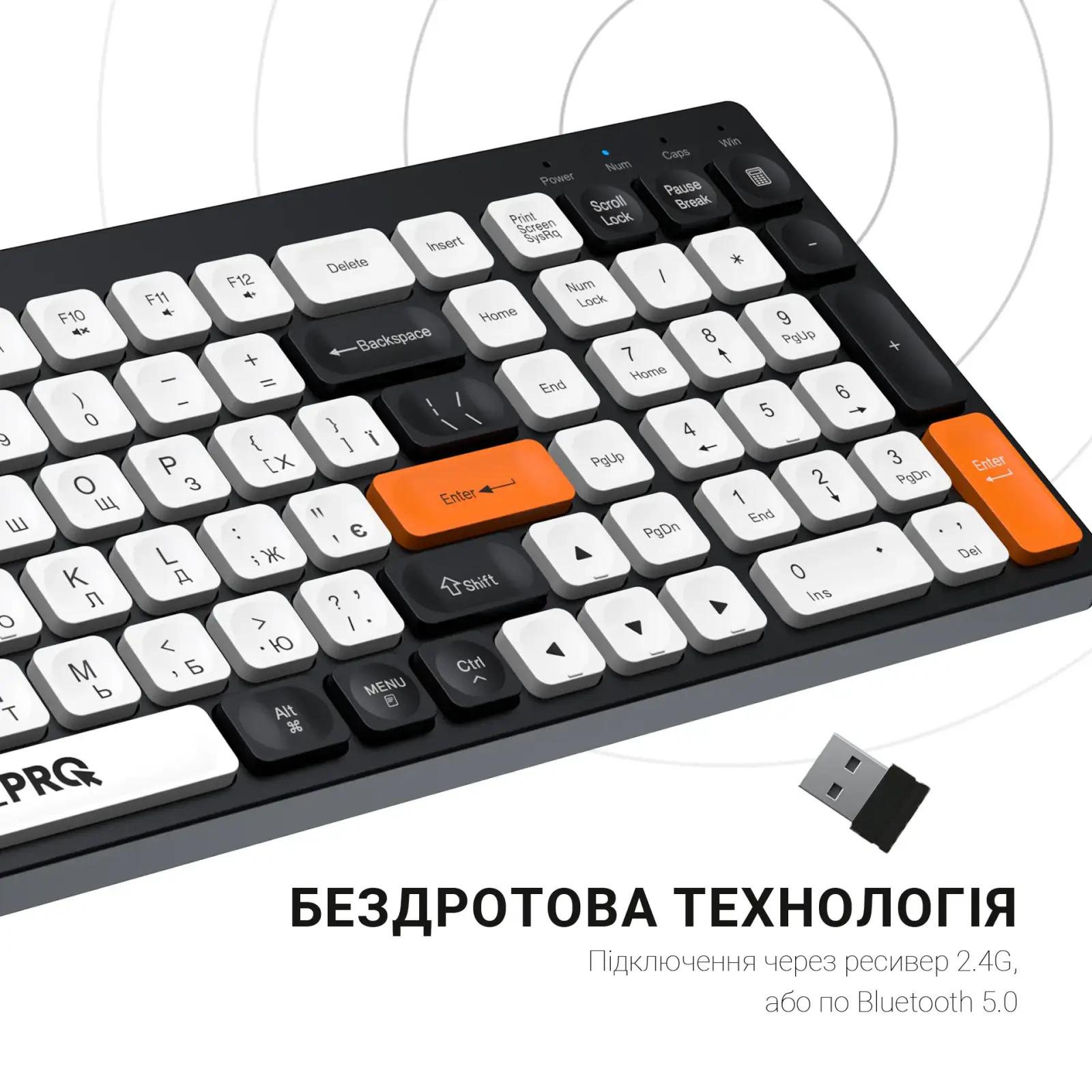 Клавиатура беспроводная OfficePro SK985BO Black/White UA