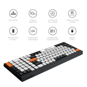 Клавиатура беспроводная OfficePro SK985BO Black/White UA