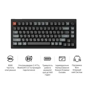 Клавіатура бездротова Keychron V1 Ultra Keychron Red Switch Black RGB (V1U-D1-UA) UA