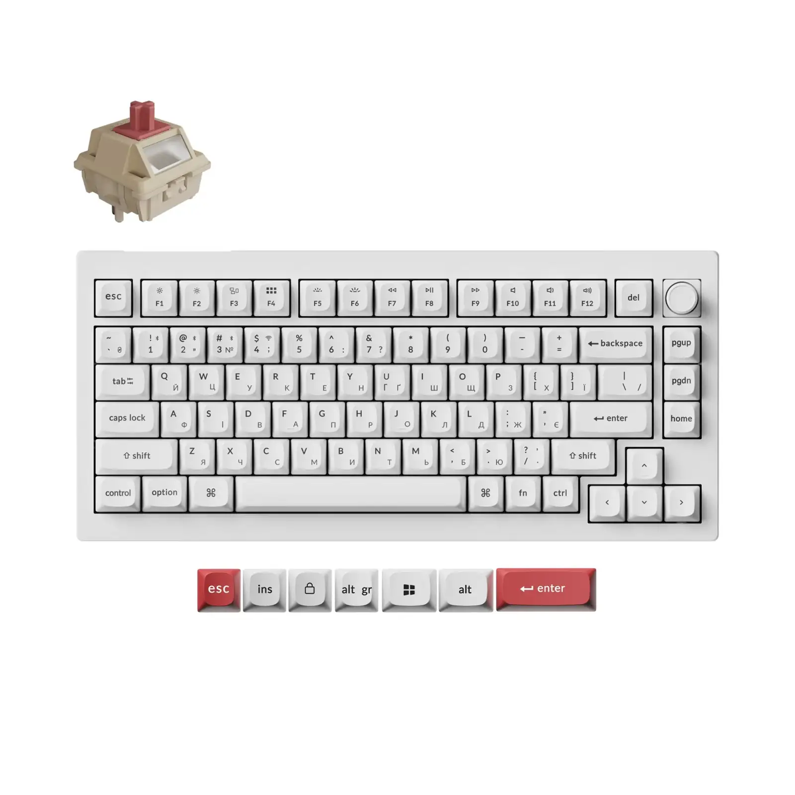Клавиатура беспроводная Keychron V1 Ultra Keychron Red Switch White RGB (V1U-F1-UA) UA
