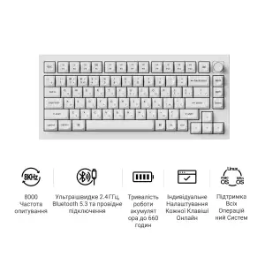 Клавиатура беспроводная Keychron V1 Ultra Keychron Red Switch White RGB (V1U-F1-UA) UA