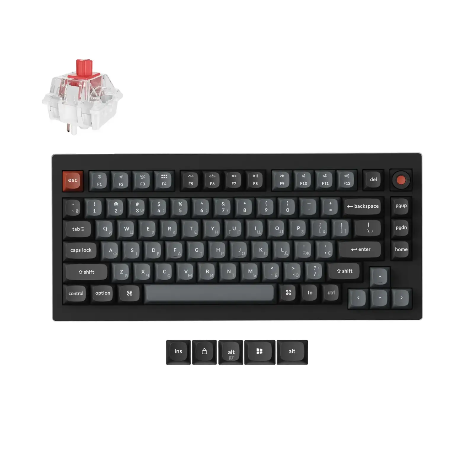Клавиатура Keychron V1 8K Keychron Super Red Switch Black RGB (V1W-D1-UA) UA