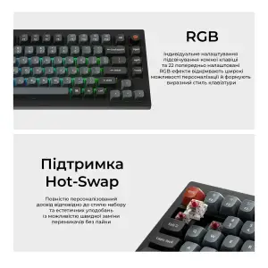 Клавиатура Keychron V1 8K Keychron Super Red Switch Black RGB (V1W-D1-UA) UA