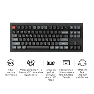Клавіатура бездротова Keychron V3 Ultra Keychron Red Switch Black RGB (V3U-D1-UA) UA