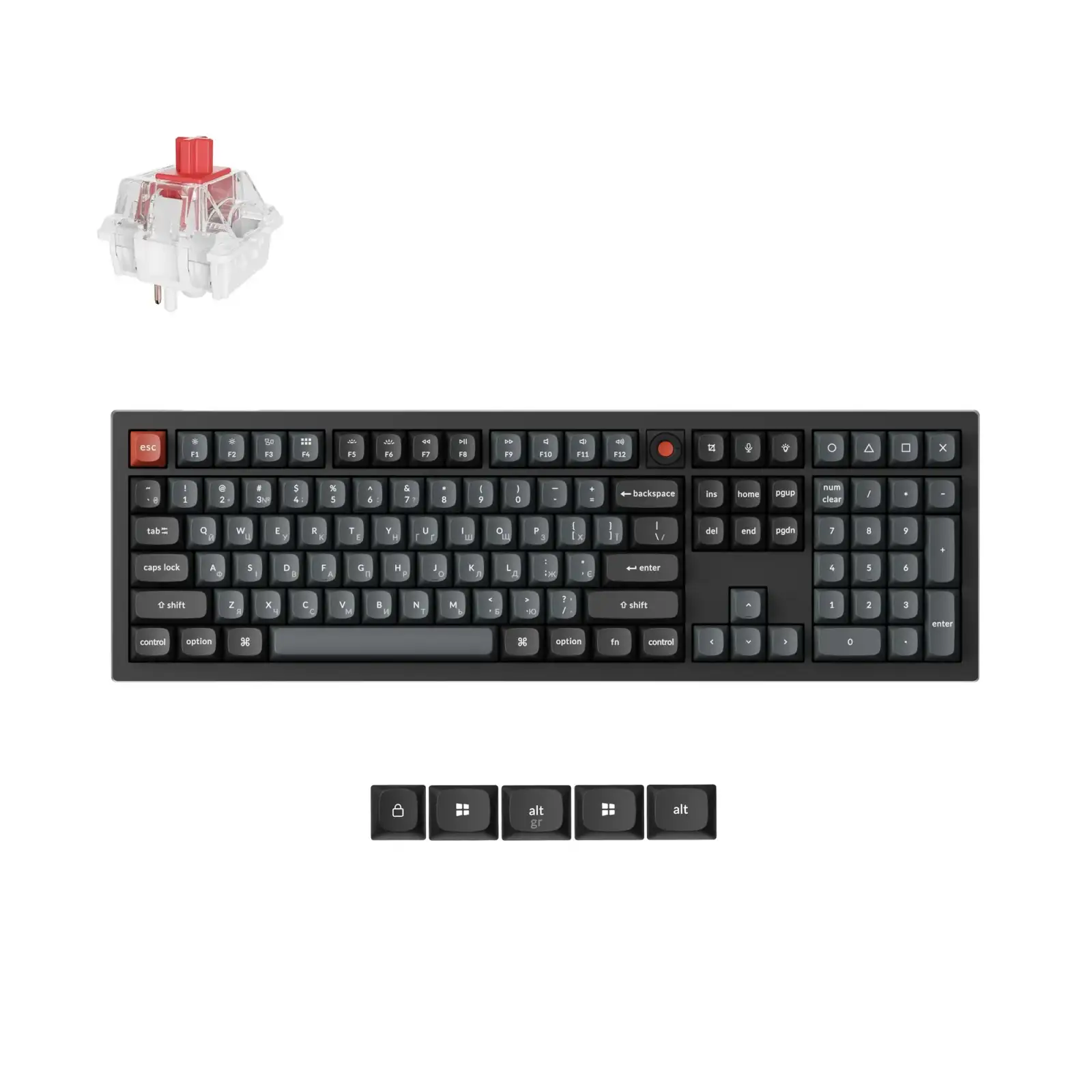 Клавиатура Keychron V6 8K Keychron Super Red Switch Black RGB (V6W-D1-UA) UA