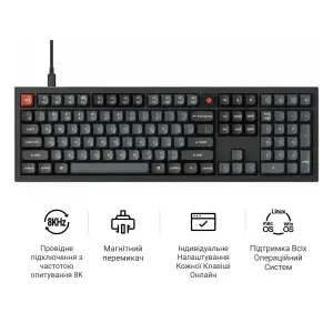 Клавиатура Keychron V6 8K Keychron Super Red Switch Black RGB (V6W-D1-UA) UA