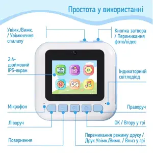 Детский фотоаппарат ColorWay с функцией моментальной печати Blue (CW-PHP01B) UA