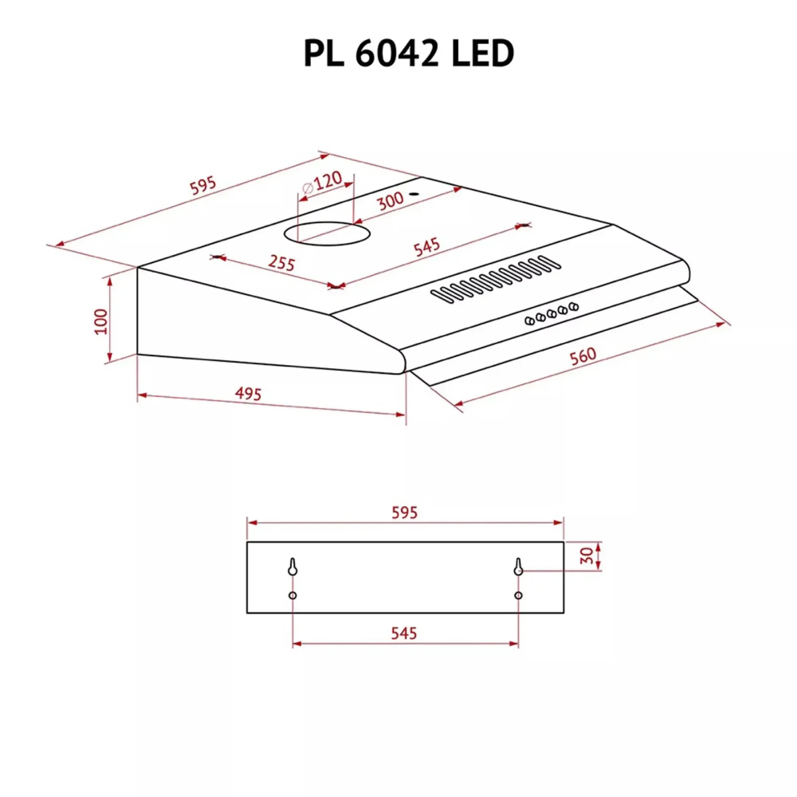 Витяжка Perfelli PL 6042 W LED UA