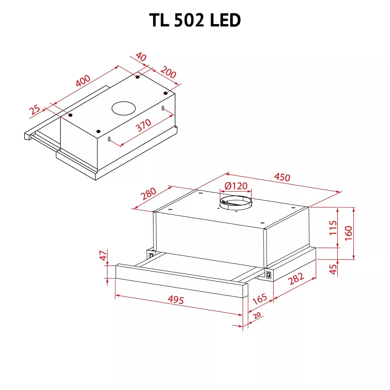 Витяжка Perfelli TL 502 I LED UA