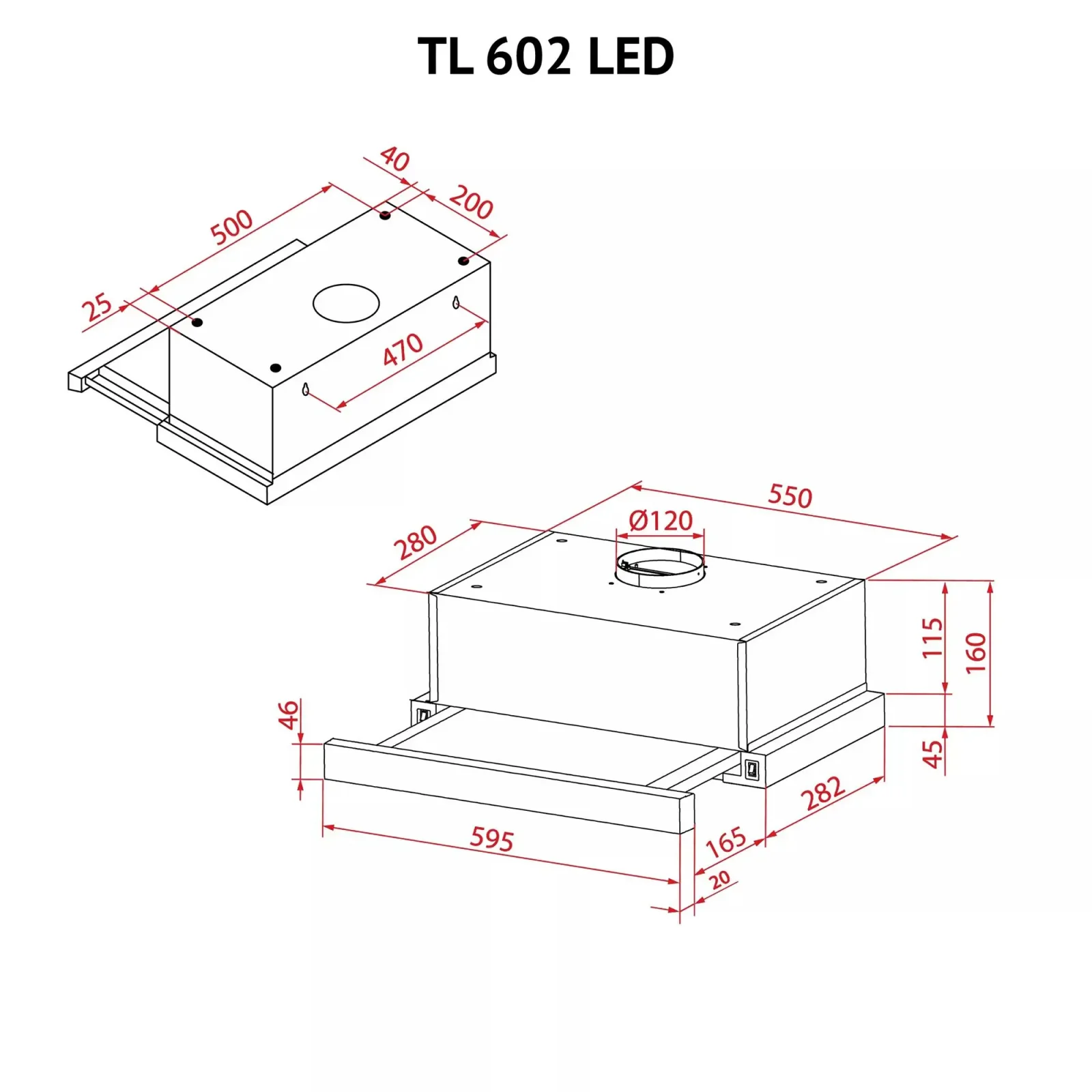 Витяжка Perfelli TL 602 I LED UA