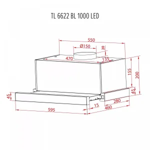 Витяжка Perfelli TL 6622 BL 1000 LED UA