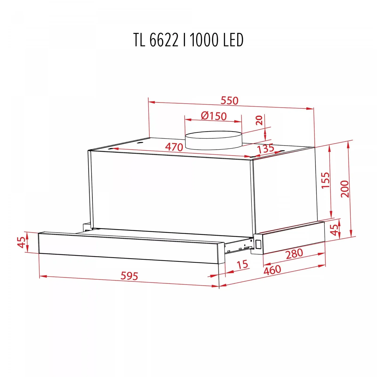 Витяжка Perfelli TL 6622 I 1000 LED UA