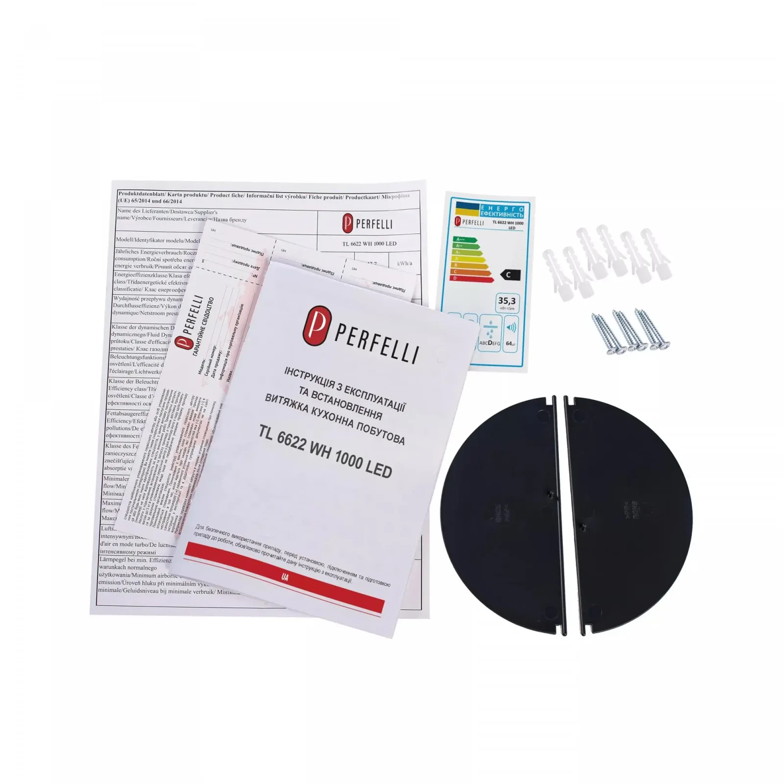 Витяжка Perfelli TL 6622 WH 1000 LED UA