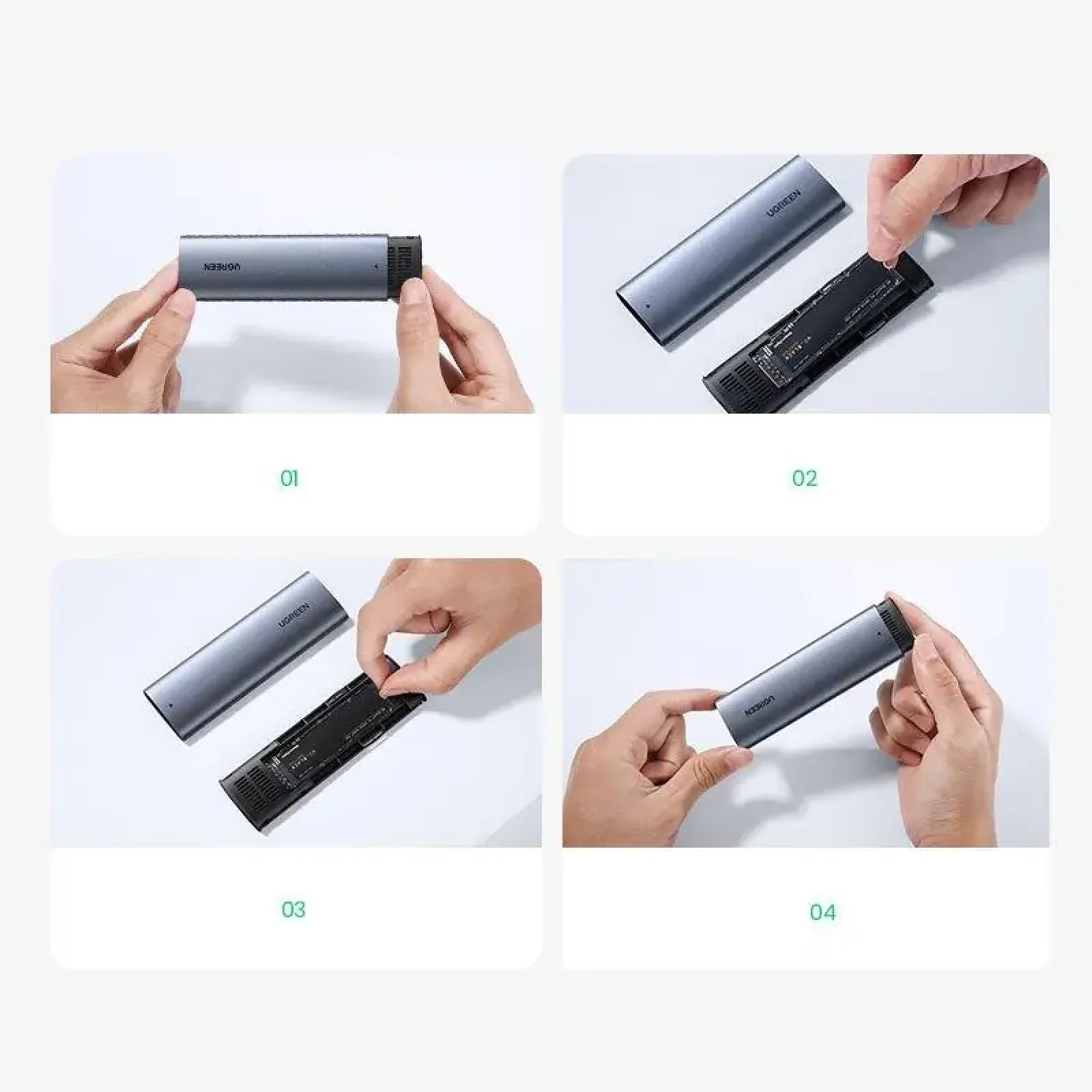 Зовнішня кишеня Ugreen для SSD M.2 (NVMe) M-Key 3.1 Gen2 CM400 Gray (10902) UA