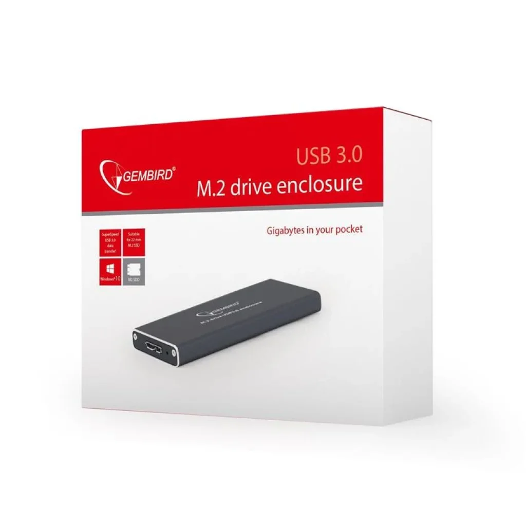 Зовнішня кишеня Gembird для підключення SSD M.2, USB 3.0, алюміній, Black (EE2280-U3C-01) UA