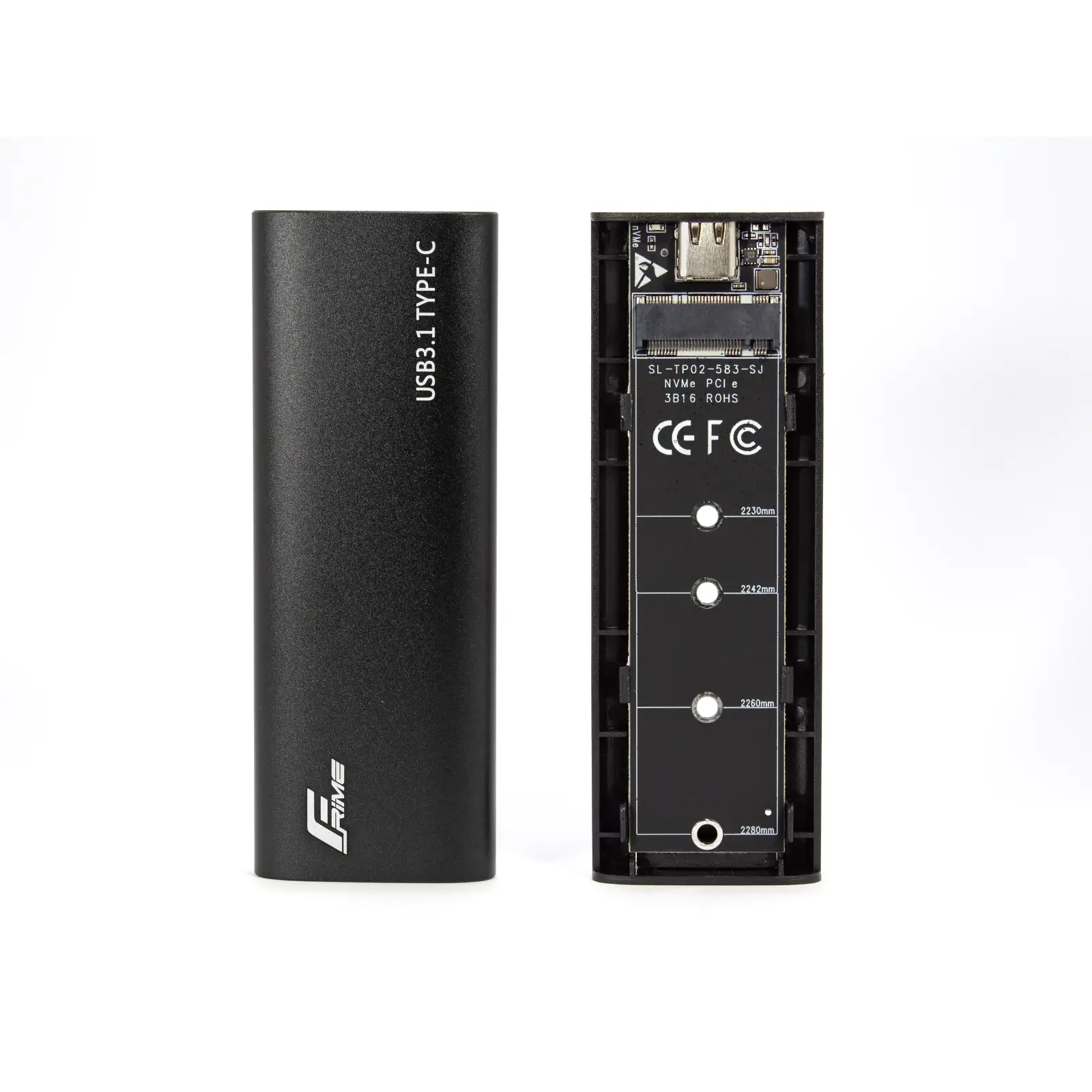 Внешний карман Frime M.2 NVMe PCIe, USB 3.2 Type-C, Metal, Black (FHE400.M2UC) UA