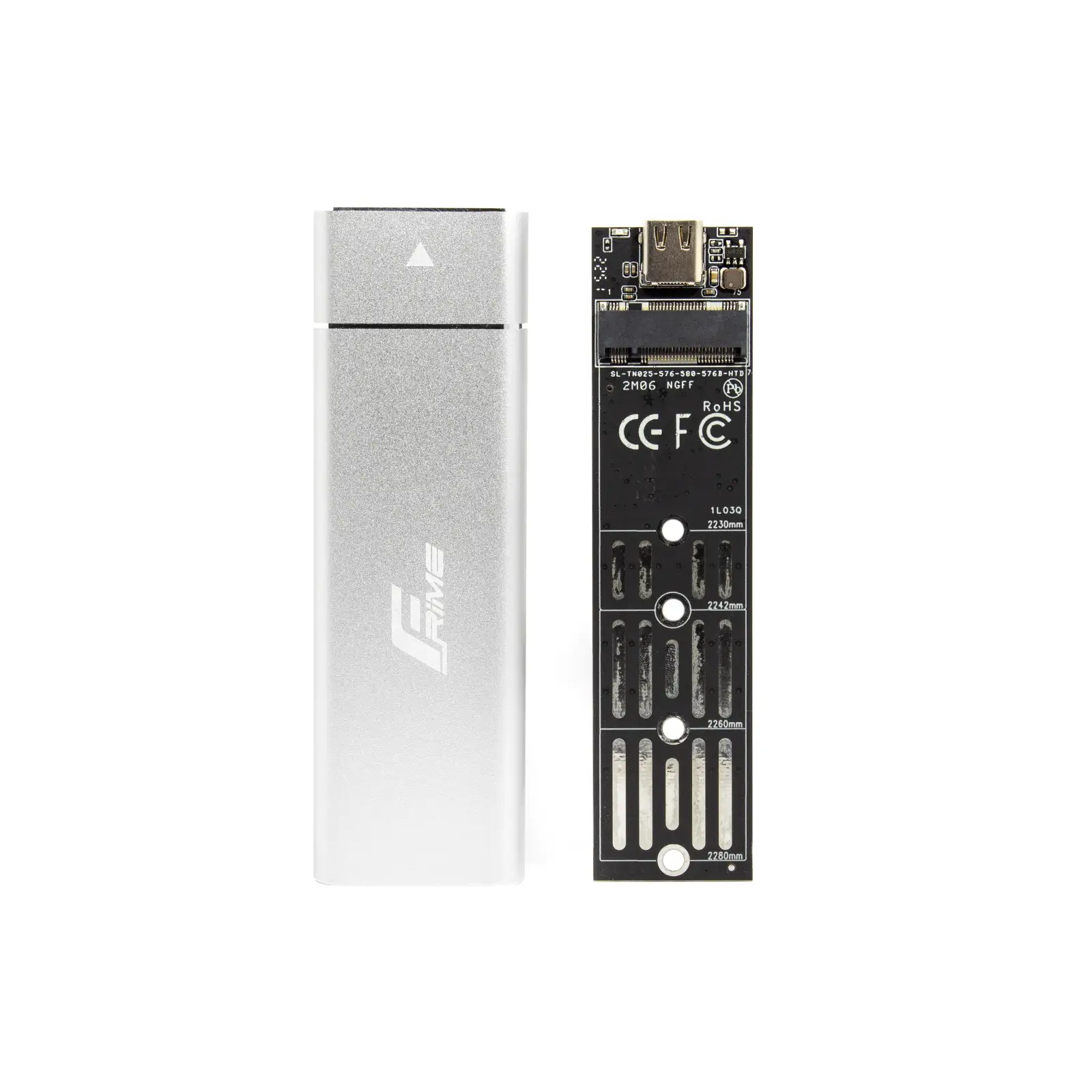 Внешний карман Frime M.2 NGFF SATA, USB 3.1 Type-C, Metal, Silver (FHE221.M2UC) UA