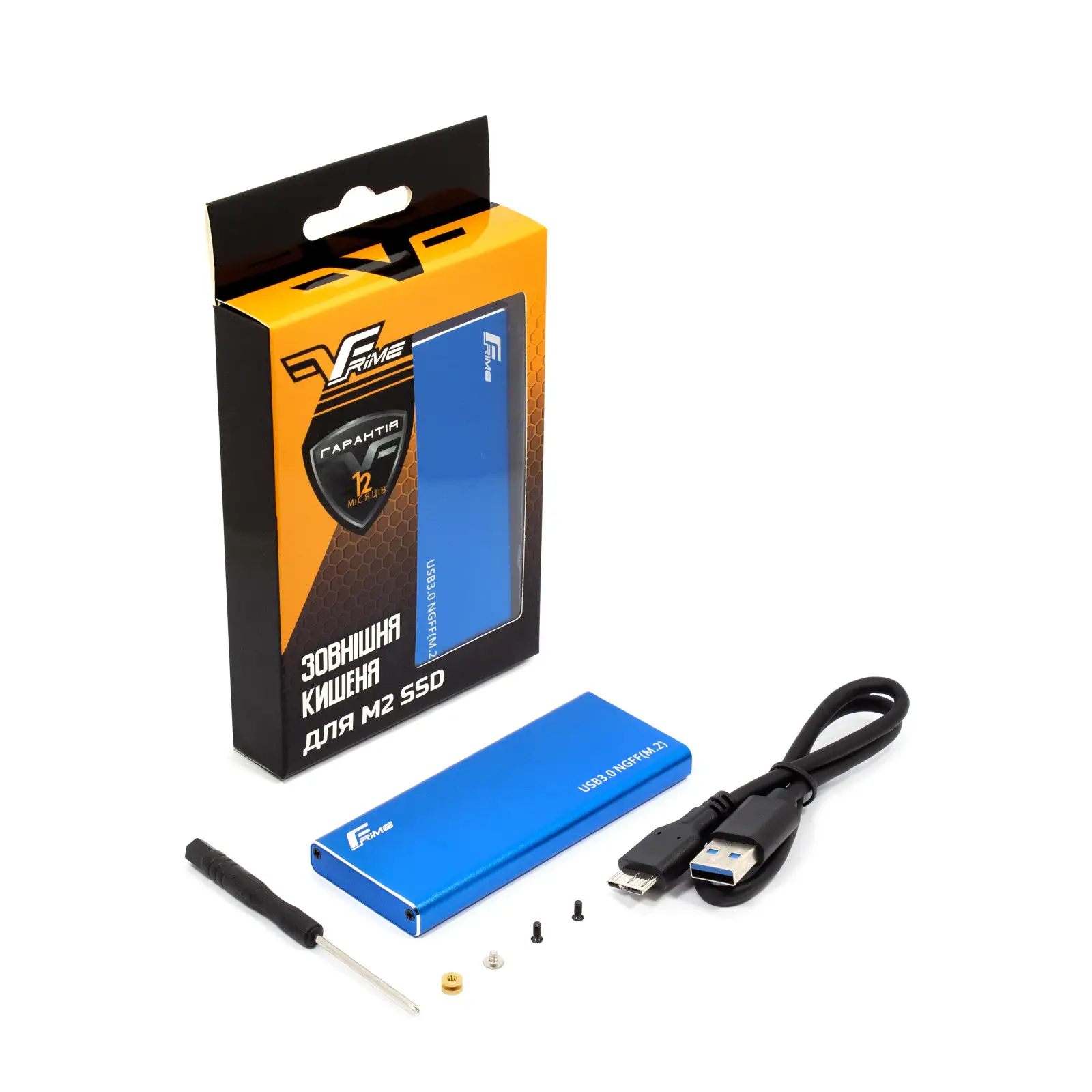 Внешний карман Frime M.2 NGFF SATA, USB 3.0, Metal, Blue (FHE202.M2U30) UA