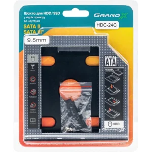 Адаптер Grand-X HDD 2.5" в отсек привода ноутбука SATA/SATA3 Slim 9,5mm (HDC-24C) UA