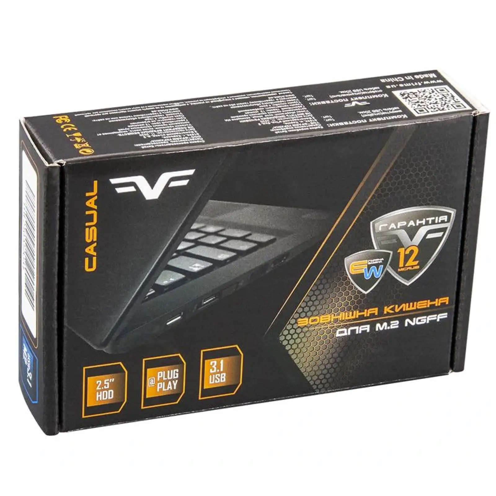 Внешний карман Frime SSD M.2, USB 3.0, Metal, Black (FHE200.M2U30) UA