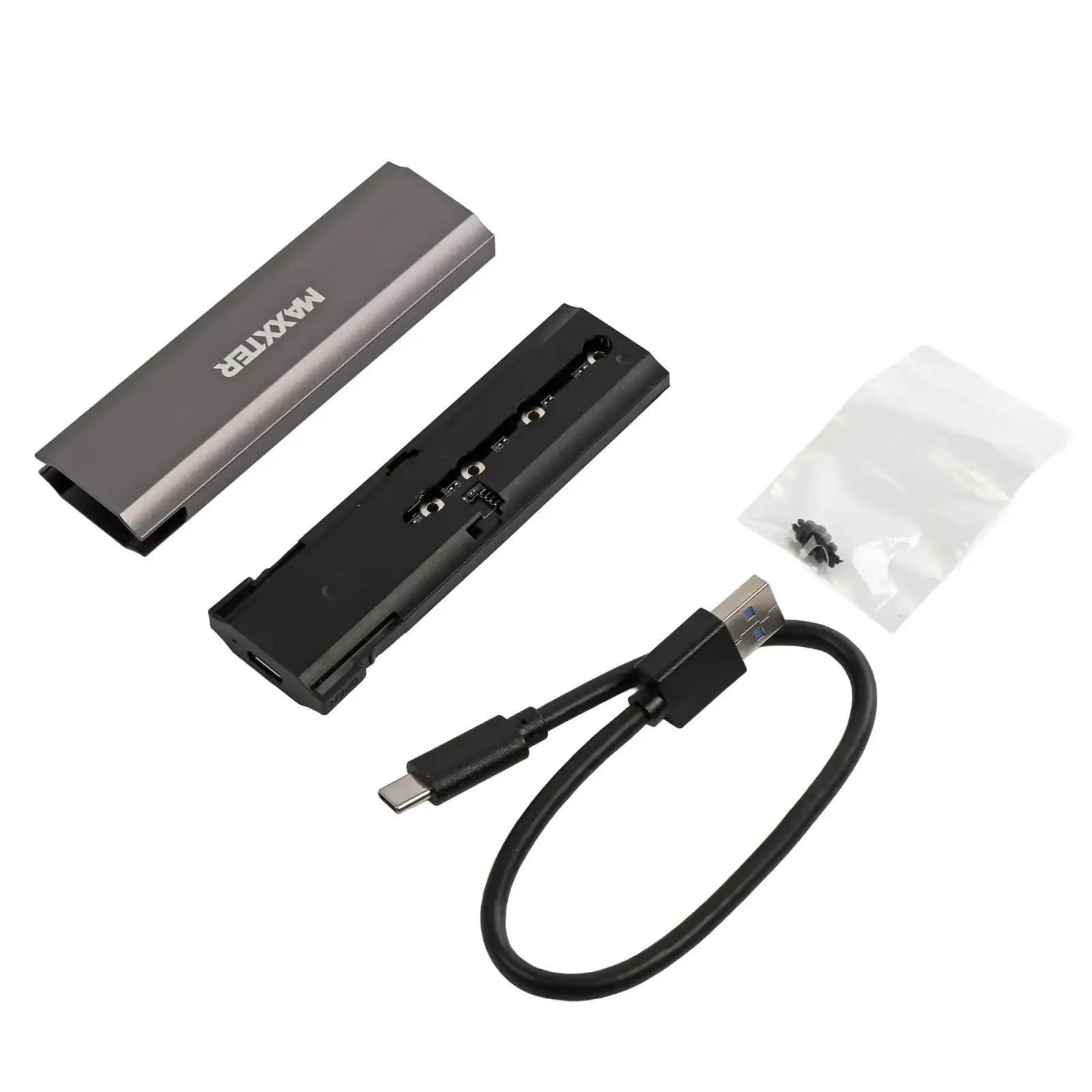Зовнішня кишеня Maxxter M.2 NVMe PCIe, USB 3.1 Type-C Gen2, Metal, Black (EHDE-2280S-02) UA