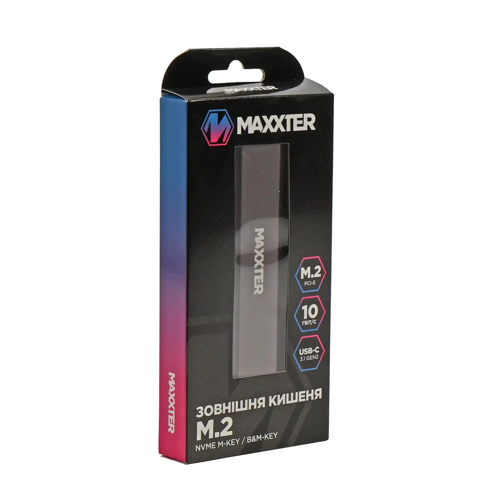 Зовнішня кишеня Maxxter M.2 NVMe PCIe, USB 3.1 Type-C Gen2, Metal, Black (EHDE-2280S-02) UA