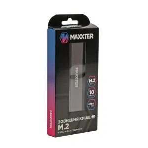 Зовнішня кишеня Maxxter M.2 NVMe PCIe, USB 3.1 Type-C Gen2, Metal, Black (EHDE-2280S-02) UA