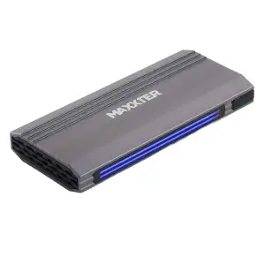 Зовнішня кишеня Maxxter M.2 NVMe PCIe, USB 3.1 Type-C Gen2, RGB, Metal, Black (EHDE-2280SRGB-01) UA