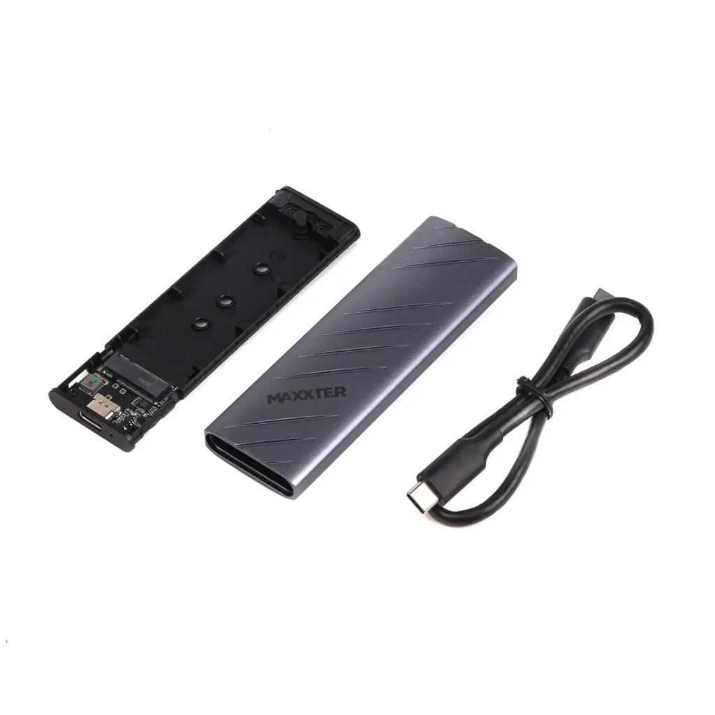 Зовнішня кишеня Maxxter M.2 NVMe PCIe, USB 3.2 Type-C, Metal, Black (EHDE-2280D-01) UA