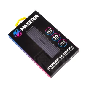 Зовнішня кишеня Maxxter M.2 NVMe PCIe, USB 3.2 Type-C, Metal, Black (EHDE-2280D-01) UA