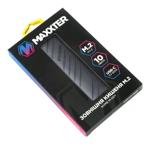 Внешний карман Maxxter M.2 NVMe PCIe, USB 3.2 Type-C, Metal, Black (EHDE-2280S-01) UA