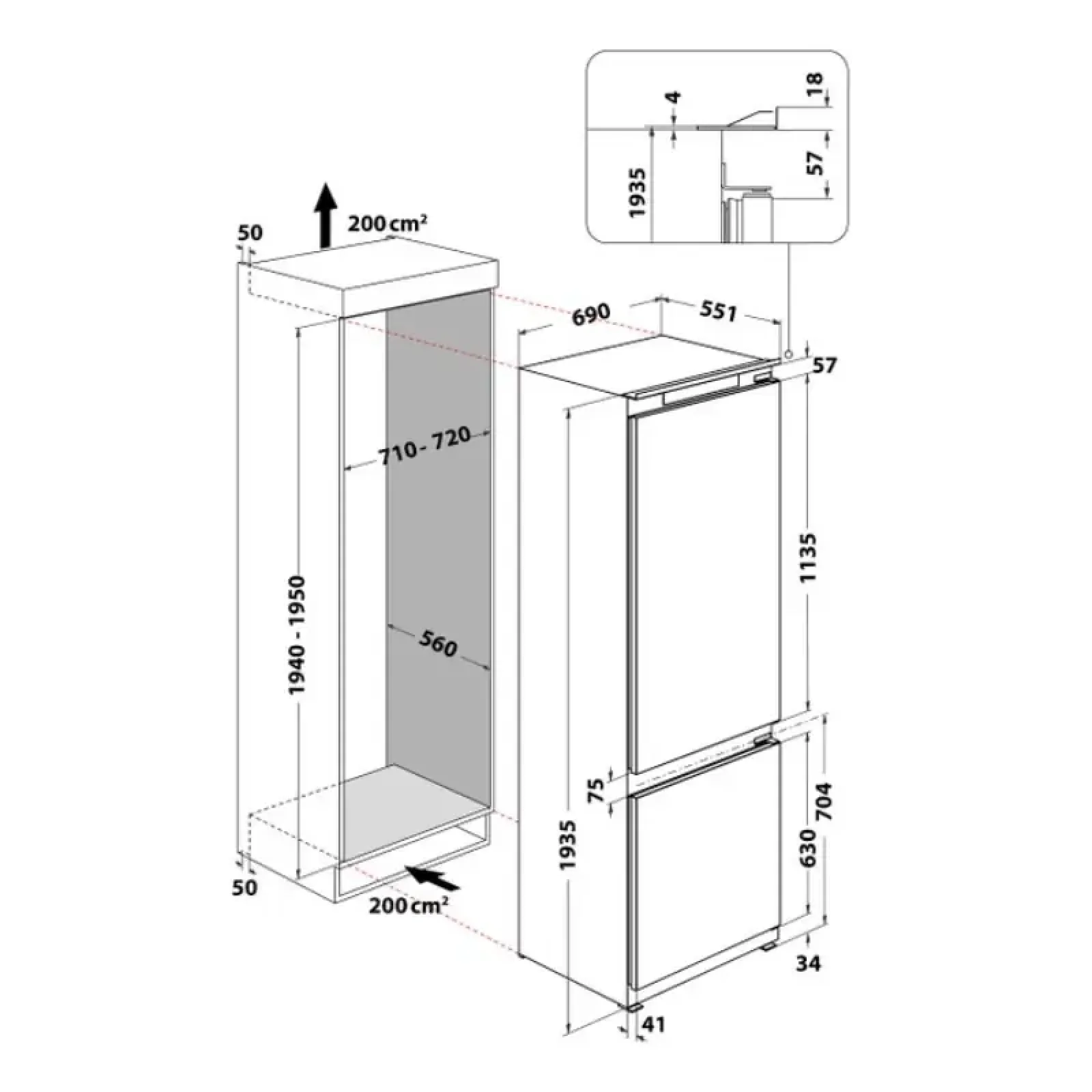 Встраиваемый холодильник Whirlpool WHSP70T121 UA