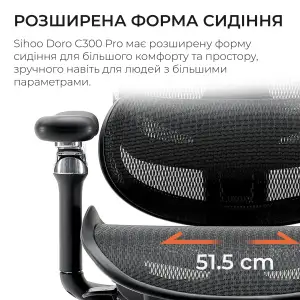 Крісло офісне Sihoo Doro C300 Pro Mesh Black (DORO-C300-PRO-M101) UA